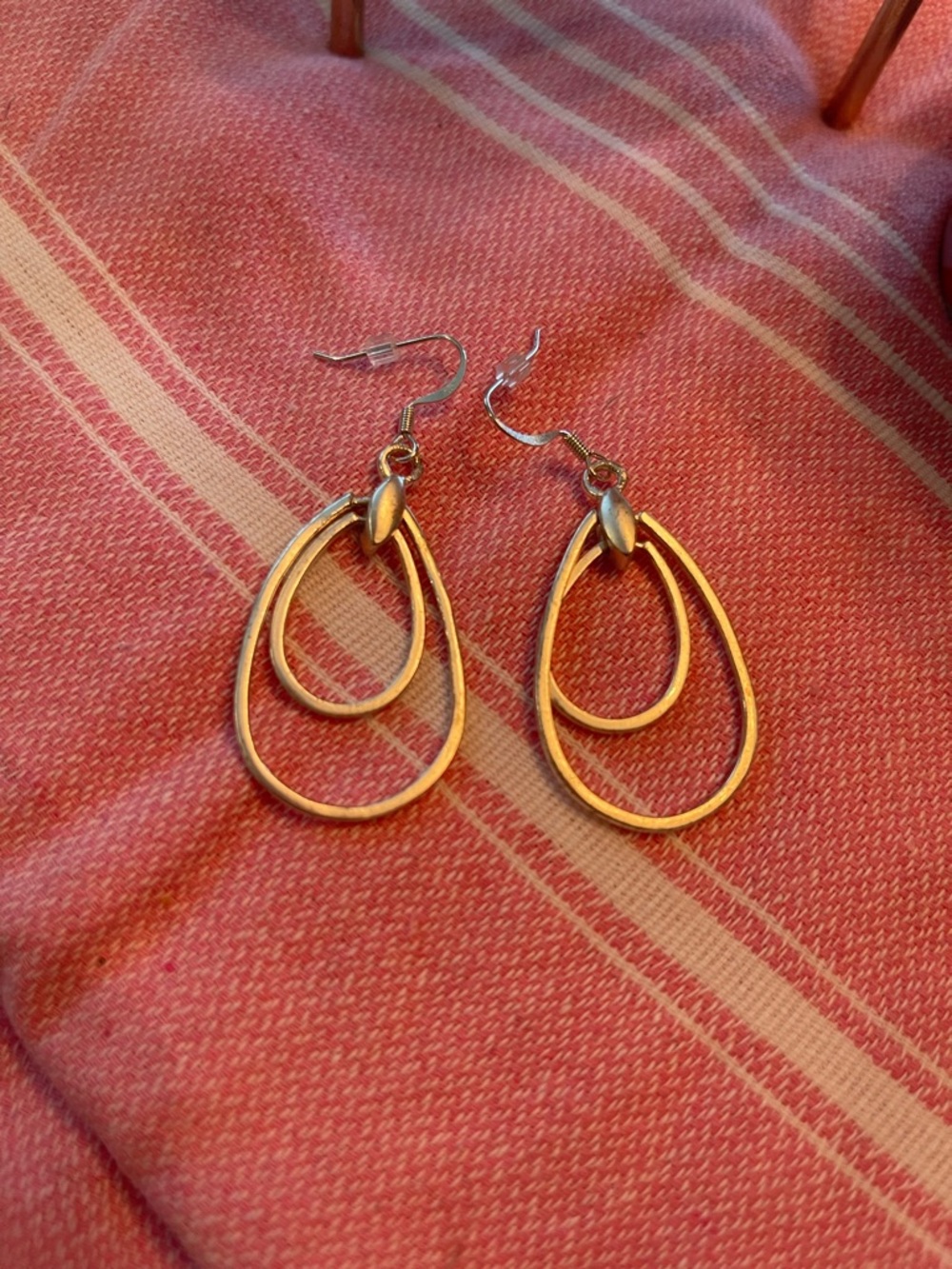 Silver Double Hoop Dangle Earring